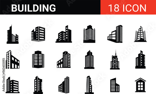 Building icon vector set, apartment illustration Logo, Editable stroke. Vector illustration
