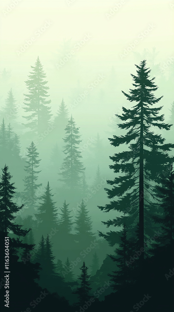 Fototapeta premium Dense forest with minimal details and soft light