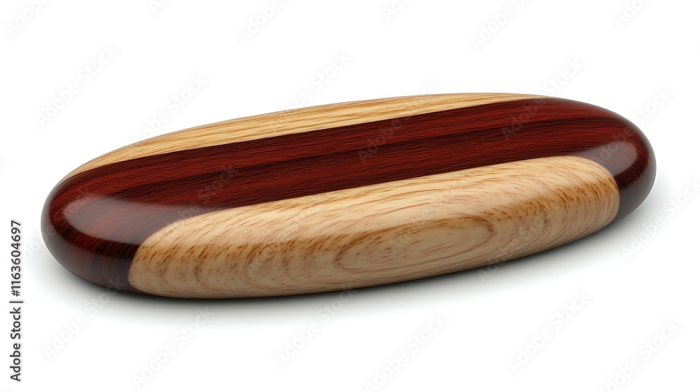 Polished wood object with two toned design Polished wood object with two toned design