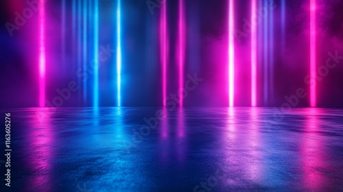 Wallpaper Mural Light effect, blurred background. Wet asphalt, night view of the city, neon reflections on the concrete floor. Night empty stage, studio. Dark abstract background, dark empty street. Night city. Torontodigital.ca