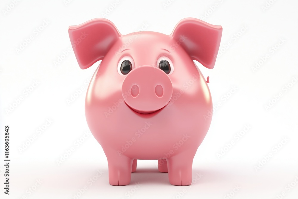 pink piggy stand in white background isolated 3d cartoon pink piggy stand in white background isolated 3d cartoon