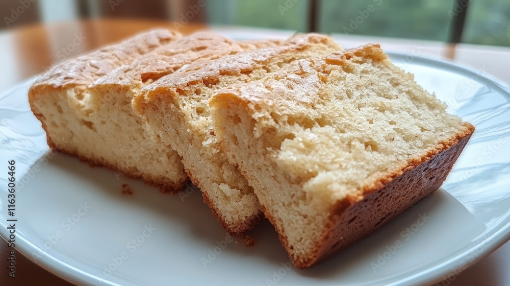 Homemade Slices of Golden-Brown Bread, Freshly Baked Delight Homemade Slices of Golden-Brown Bread, Freshly Baked Delight