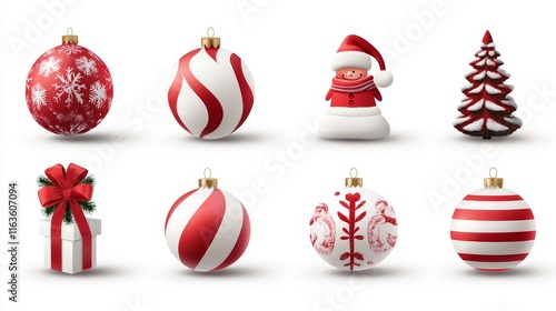 3D Christmas icons representing festive greetings. Vector graphic in EPS 10 format. photo