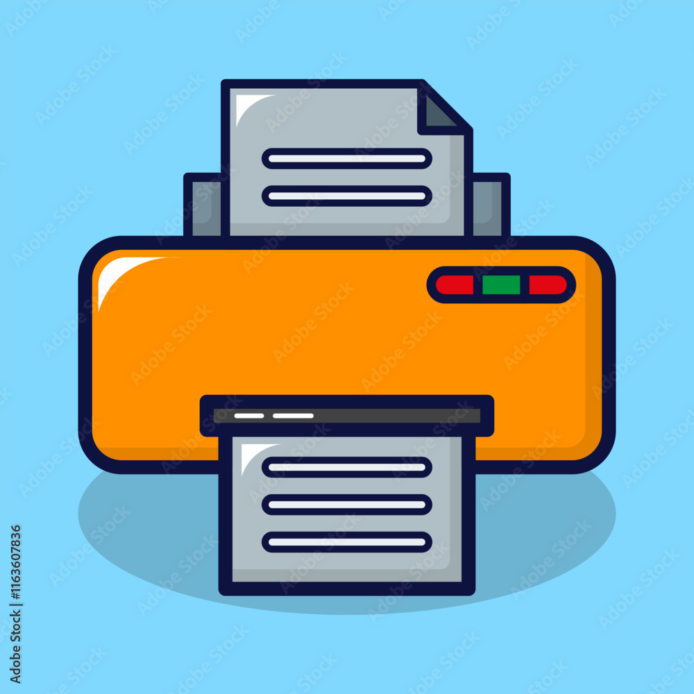 Printer icon. Office device for work concept. Lineal color isolated on premium design. Flat cartoon vector illustration. Printer icon. Office device for work concept. Lineal color isolated on premium design. Flat cartoon vector illustration.