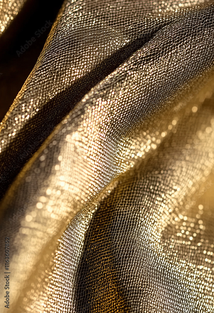 Close-Up of Textured Gold Fabric with Light Reflection Close-Up of Textured Gold Fabric with Light Reflection