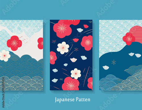 Japanese Floral Tapestry Zen pattern Celestial Blossom Mosaic Radiant Sakura 