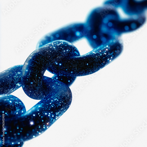 Innovative permissioned blockchain technology visualized as a chain with interconnected dots on a digital background photo