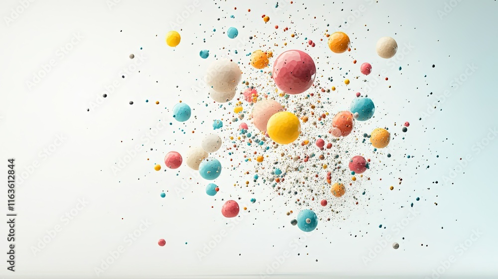 Vibrant spheres illustrating financial uncertainty, dynamic colors bursting in mid-air, symbolizing economic challenges and opportunities Vibrant spheres illustrating financial uncertainty, dynamic colors bursting in mid-air, symbolizing economic challenges and opportunities
