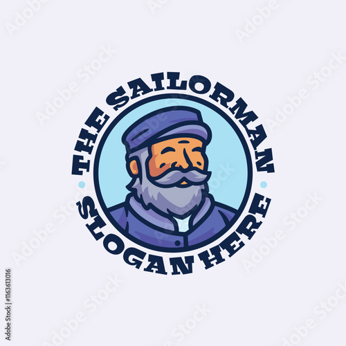 Boat charter captain sailor logo mascot cartoon character vector illustration