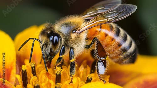 Wallpaper Mural Close-Up of Bee on Bright Yellow Flower Torontodigital.ca