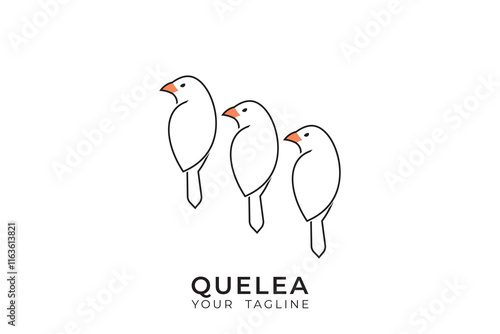 Red billed quelea bird logo design, quelea silhouette logo