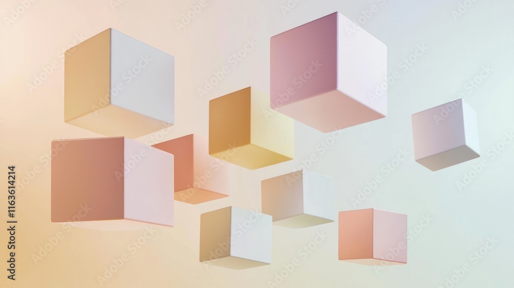 Fototapeta premium Pastel Cubes Floating in a Dreamlike Space