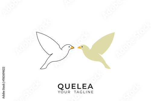 Red billed quelea bird logo design, quelea silhouette logo