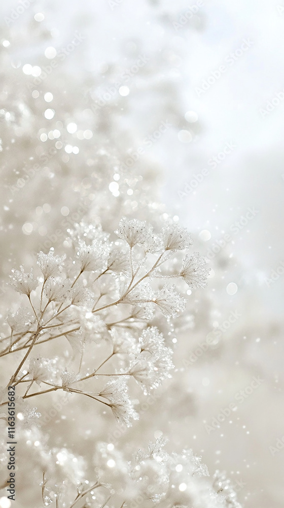 Gentle snowfall with glowing snowflakes Gentle snowfall with glowing snowflakes