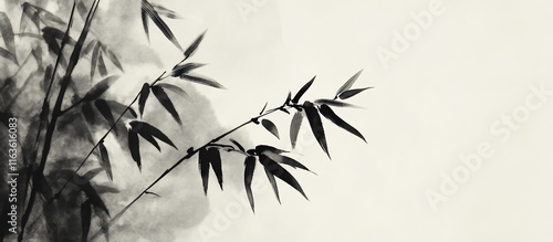 Ink wash painting of bamboo.