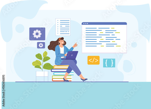 An engaging illustration featuring a range of programming languages, highlighting skills development, coding practices, and proficiency in modern tech development.