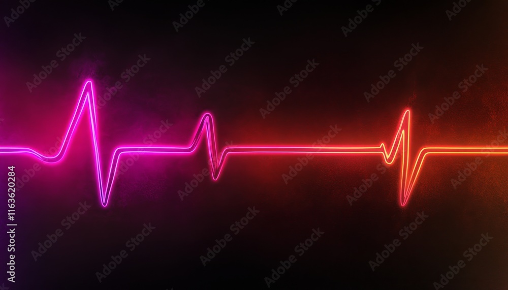 Neon Glowing Heartbeat Line Medical Background, Abstract Energy, Passion, Love Concept Art Design Neon Glowing Heartbeat Line Medical Background, Abstract Energy, Passion, Love Concept Art Design