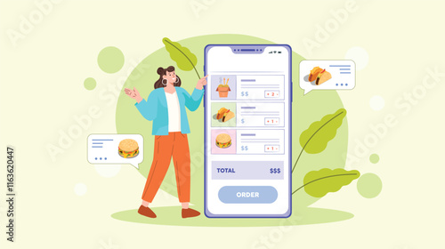 A clean, intuitive design of an online food ordering platform, featuring easy-to-use search functions, meal selection, and secure payment methods for a smooth customer experience.