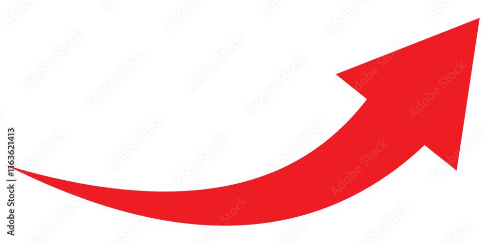 Curve arrow icon. Red long curved arrow icon on white background. Long arrow. Curved arrow. Red long arrow vector. Curve arrow icon. Red long curved arrow icon on white background. Long arrow. Curved arrow. Red long arrow vector.