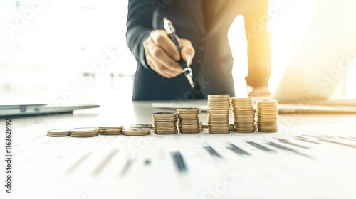 Obraz na płótnie Empowered Consultation, Professional woman advising client on risk management in a sleek office, fostering secure financial planning strategies w salonie
