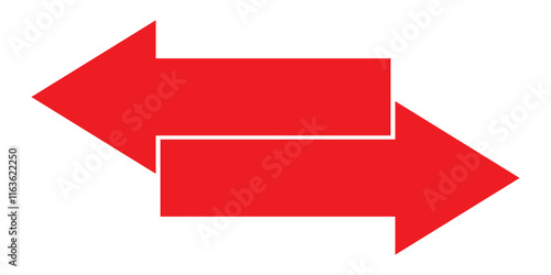 Double ended red arrow vector design for website, app and logo design. Dual sided red arrow vector, icon, silhouette design. Vector illustration of duel side arrow