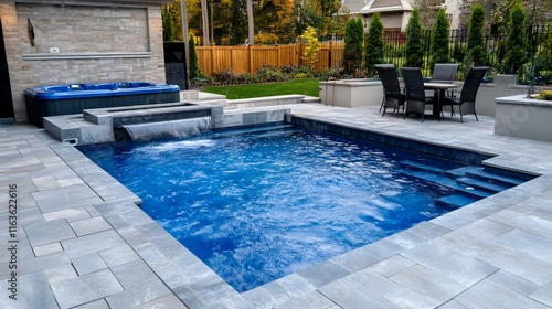 Luxury Backyard Oasis:  Inground Pool, Hot Tub, and Waterfall Feature