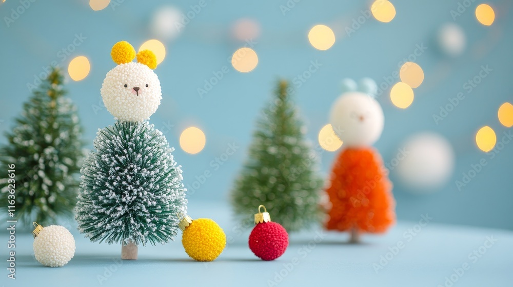 Obraz premium Christmas tree with colorful decorations on a blue background