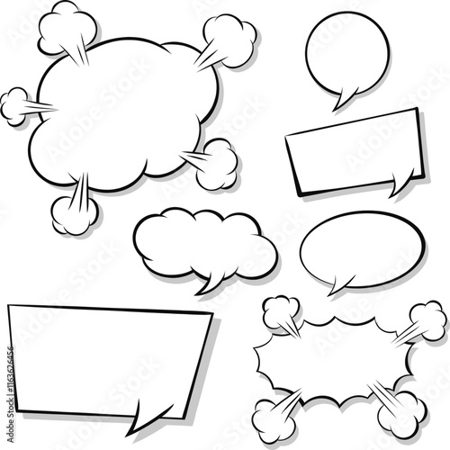 Comic speech bubbles with halftone set template