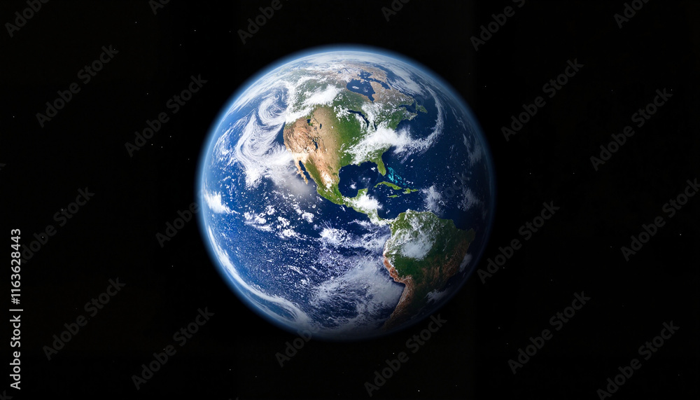 Fototapeta premium Earth viewed from space against a black background