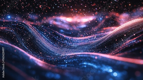 Digital cyberspace with particles. Technology