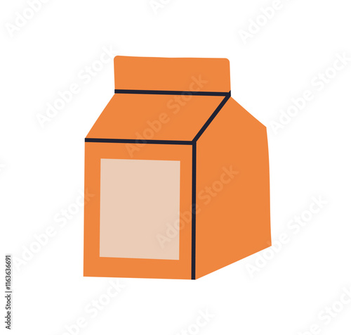 Eco-friendly kraft box pack. Biodegradable carton package for milk, beverages, dairy products. Recyclable natural cardboard container for drink. Flat vector illustration isolated on white background