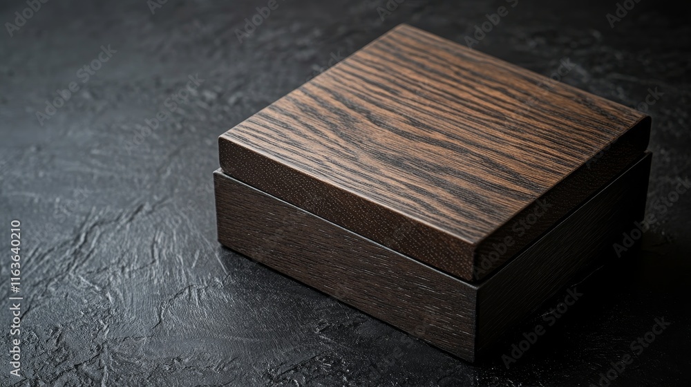 Wooden box on a black table with empty space for your content. Wooden box on a black table with empty space for your content.