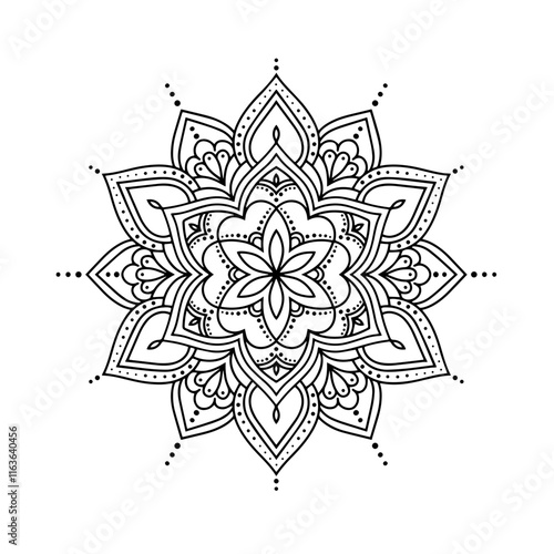 Ethnic and Mindful Mandala SVG PNG with flowers for Henna, Mehndi, tattoos, decoration and coloring book page for adults. Decorative ornament in ethnic oriental style. Outline doodle hand-drawn vector
