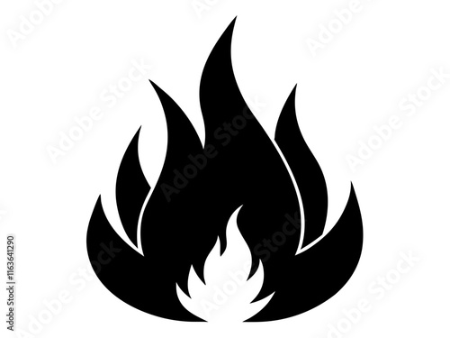 Fire black silhouette vector, Simple silhouette Design vector icon with white background.
