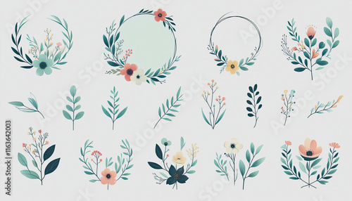 watercolor wedding flowers. Isolated on White Background