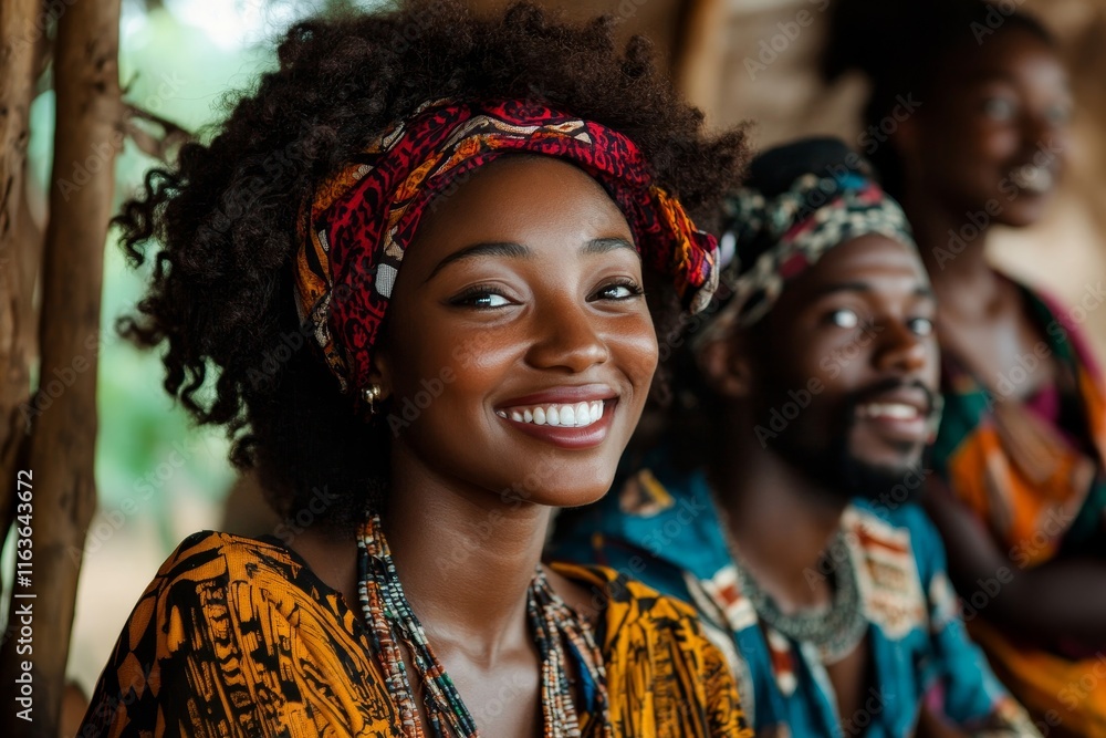 Fototapeta premium African Group On Screen, Generative AI