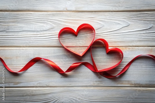 Two hearts on a white wooden background Valentine