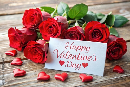 Valentine's Day greeting card  valentines red roses
