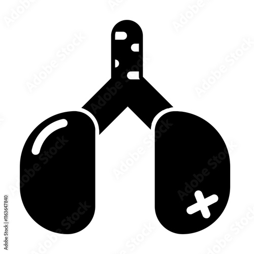 lungs damaged glyph icon