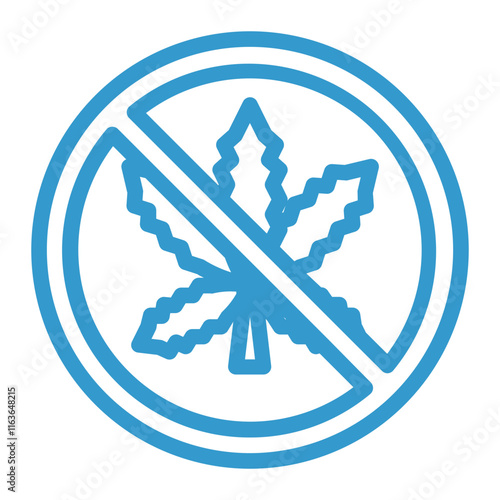 prohibition of marijuana use color icon