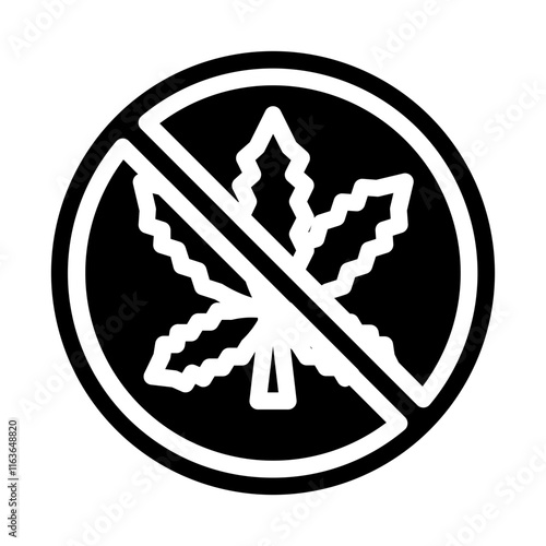 prohibition of marijuana use solid icon