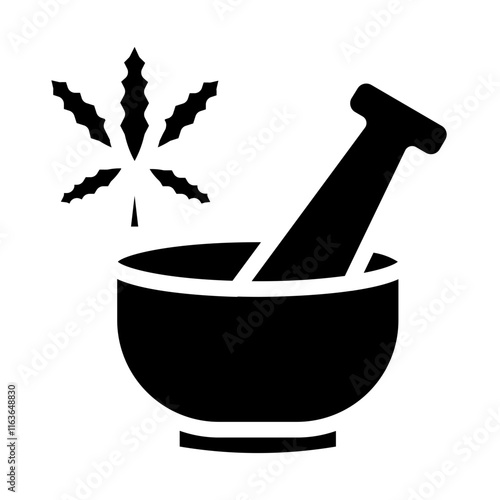 pounding marijuana leaves solid icon