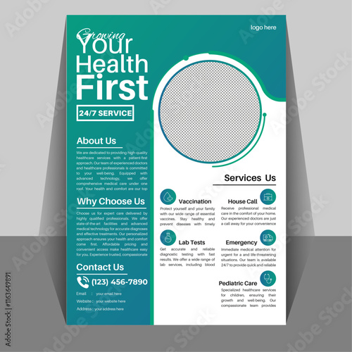 "Modern Medical and Healthcare Flyer Design Layout | Creative Medical Clinic Poster Template for A4 Size | Professional Healthcare and Medical Flyer Design Solutions"