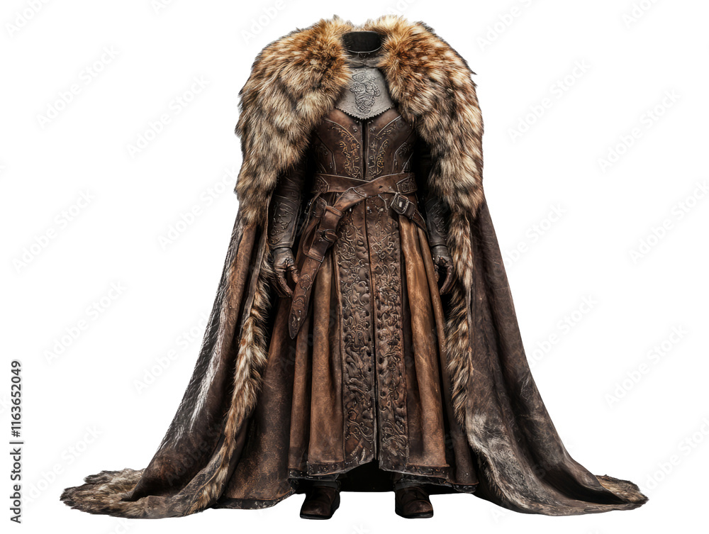 Fototapeta premium Elegant Bride Gown with Leather and Fur Features on Display
