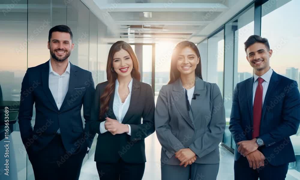 Three Smiling Business Professionals Embracing Diversity and Teamwork Three Smiling Business Professionals Embracing Diversity and Teamwork
