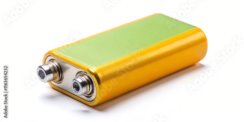 Isolated Nine Volt Battery on White Background - Stock Photo photo