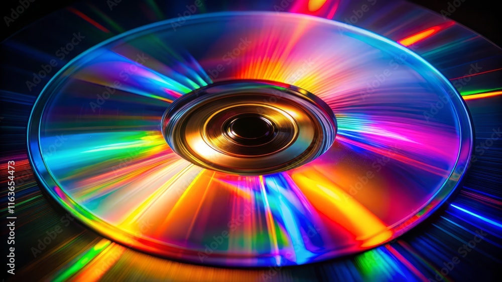 Long Exposure Light Trails of Spinning DVD, Retro Technology, Abstract Background Long Exposure Light Trails of Spinning DVD, Retro Technology, Abstract Background