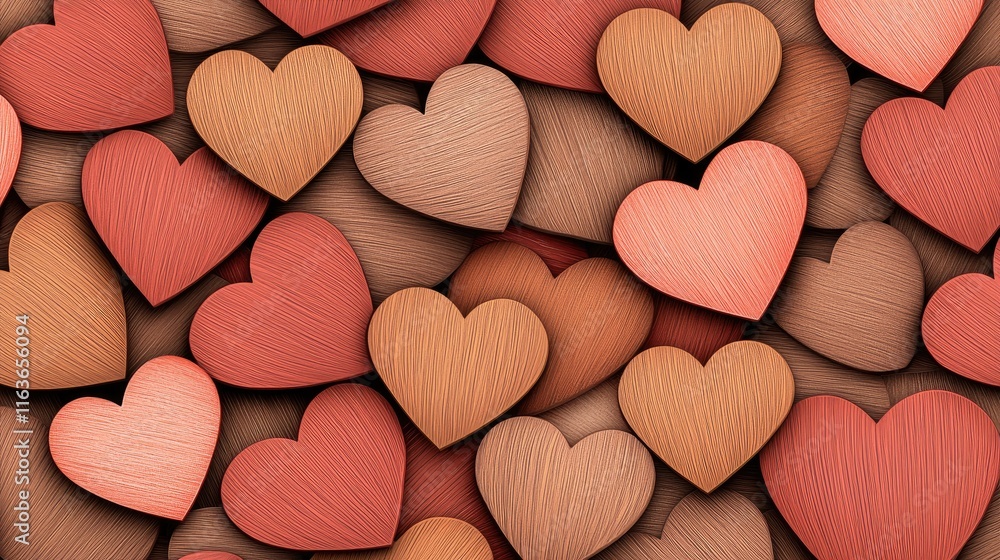 Obraz premium Colorful heart patterns abstract art textures digital artwork close-up view love and affection theme