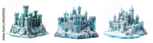 Frozen Castle Collection on Transparent Background for Design Use