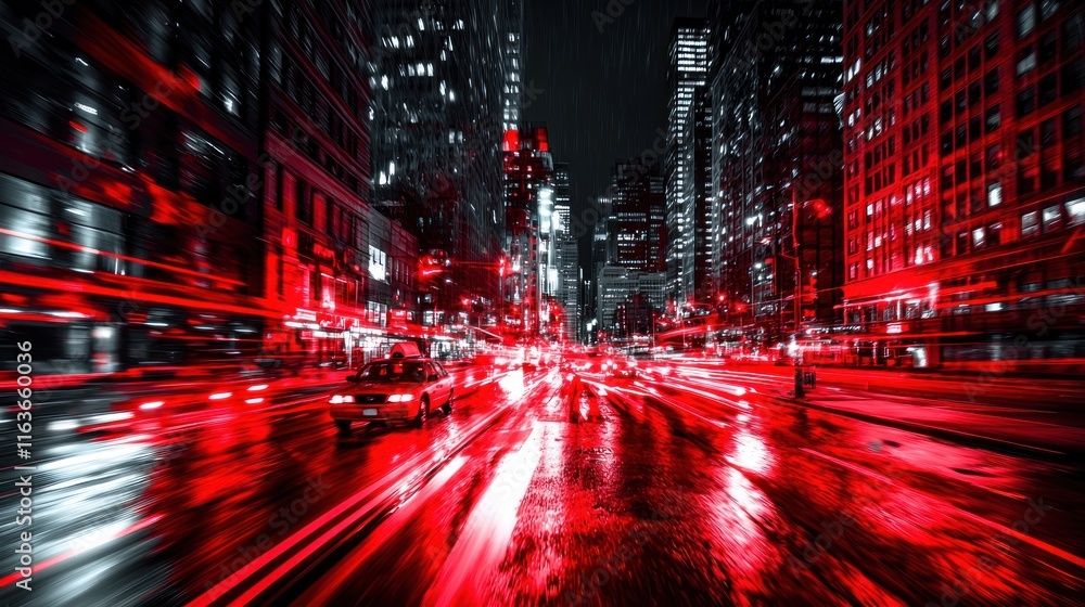 Obraz premium Red City Nightscape: A Motion Blur Masterpiece